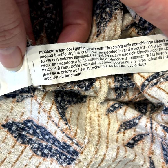 ELOQUII Floral Puff Sleeve‎ Tiered Cotton Midi Dress Cream Navy Blue Women's 16 - Picture 9 of 11